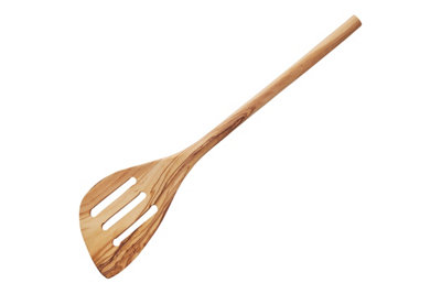 Orsina Premium Olive Wood SpatulaSleek Slotted Cooking UtensilLightweight Spatula ToolAuthentic Olive Utensil from B&Q