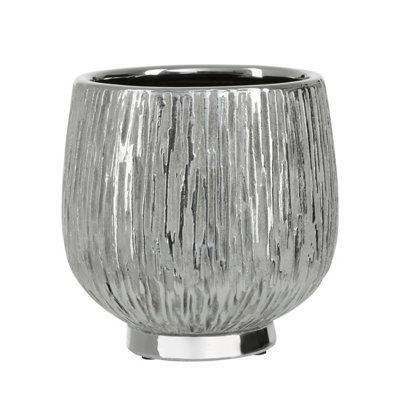 Orsina Hesper Small Silver Ceramic Planter from B&Q