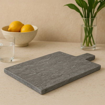 Orsina Large Black Marble  BoardDurable Natural Stone Serving Board For Kitchen Use from B&Q