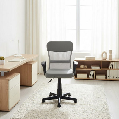 Orsina Comfortable Home Office ChairGrey/light GreyErgonomic Work From Office ChairMovable Chair For Bedroom from B&Q