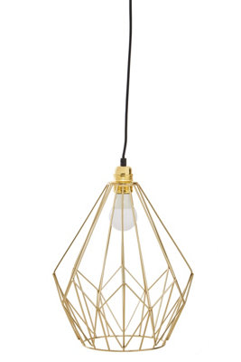 Orsina Wyra Champagne Gold Frame Pendant Light from B&Q