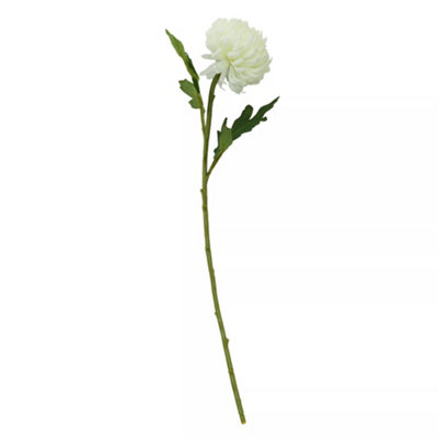 Premier Housewares Interiors By Premier Chrysanthemum Stem - 84Cm Realistic Faux Flower With Delicate Petals And Stem, Adds Elegance White/Green
