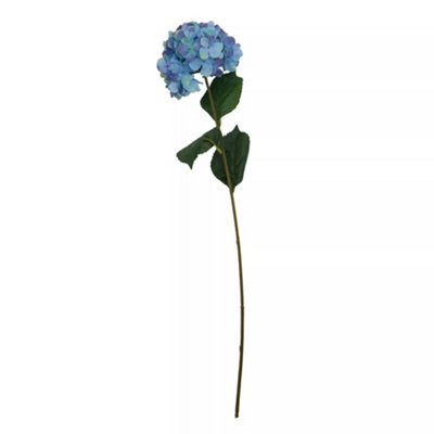 Orsina Hydrangea Stem74Cm BlueFull Faux Bloom With Soft Blue Petals And Realistic Green LeavesAdds Colour from B&Q
