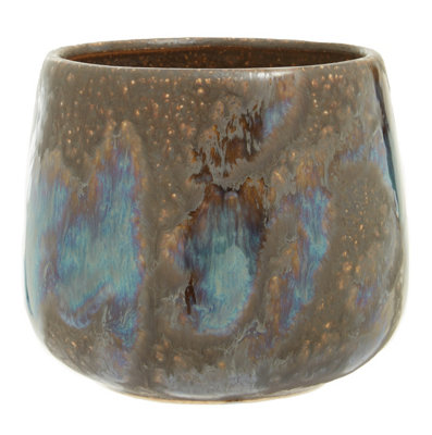 Orsina Brown Indoor PlanterStoneware Flower Pot With Earthy EleganceModern Brown Plant Pot For Decor Plants from B&Q