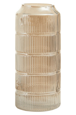 Orsina Modern Large Grey Textured Glass VaseRibbed Design Flower Vase For Contemporary SpacesModern Large Vase from B&Q