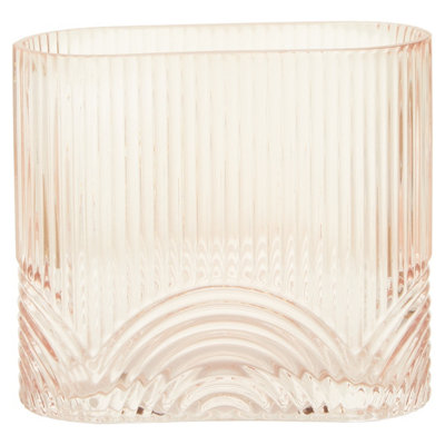 Orsina Small Pink Glass VaseTextured Glass Flower VaseEmbossed Detailing Pink Modern Vase For Living Rooms from B&Q