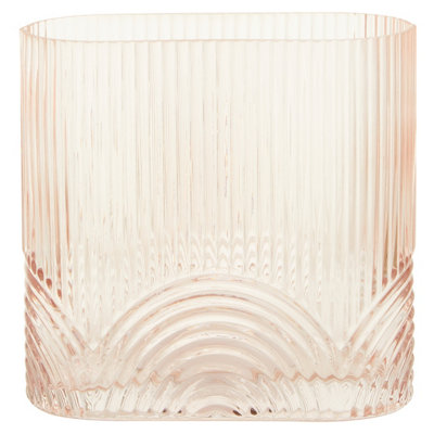 Orsina Large Pink Glass VaseTextured Glass Flower VaseEmbossed Detailing Pink Modern Vase For Living Rooms from B&Q