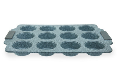Orsina Grey 12 Muffin Tray Marble Finish Muffin Oven TrayNon-Stick Baking Tray For Perfet Muffins from B&Q