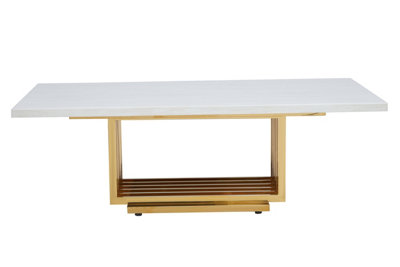 Orsina Ivory White Marble Coffee Table With Gold Finished Frame from B&Q