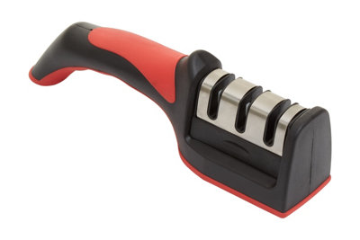 Orsina Red & Black Manual Cutter Sharpener,3-Slot Cutter Sharpening Tool,3-Stage Handheld Tool With Ergonomic Handle from B&Q