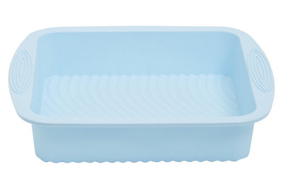 Orsina Pastel Blue Square Silicone Mould With Handles,non-Stick Baking Pan,food-Grade Mould,ideal For Layer Cakes from B&Q