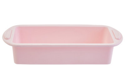 Orsina Pastel Pink Rectangular Mould,delicate Pink Oblong Silicone Baking Tray,non-Clinging Cake Pan With Handles from B&Q
