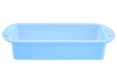 Orsina Pastel Blue Silicone Rectangle Mould,baking Tray With Handles,silicone Loaf Cake Mould,bakeware For Bread from B&Q