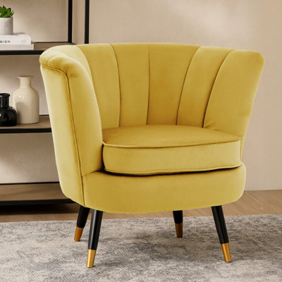 Orsina Pistachio Velvet Chair With Black Wood & Gold Finish LegsBackrest ArmchairEasy To Clean Dining Chair