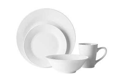Orsina 16Pc White Porcelain Coupe Dinner Set,subtle Glazed Finish Crockery Set,dinnerware Set For Formal Dining from B&Q