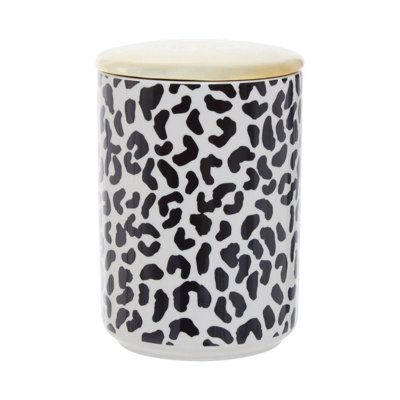 Orsina  Large Stoneware Canister,black & White Finish Container With Gold Reflective Lid,handcrafted Container from B&Q