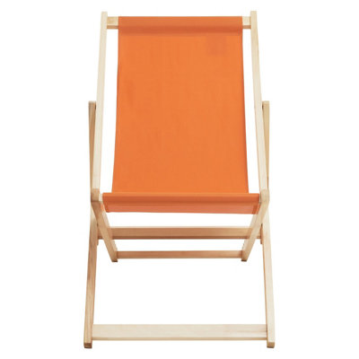 Orsina Stylish Orange Deck ChairEthically Sourced Deck ChairSling Design Lawn ChairAdjustable Garden Chair from B&Q