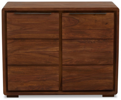 Orsina Two Door Sheesham And Acacia SideboardSolid Sheesham And Acacia Wood CabinetModern Buffet from B&Q