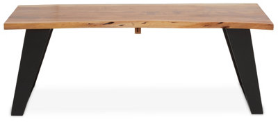Orsina Acacia Wood And Looped Iron Base Coffee TableModern Scandinavian Coffee Table For Living RoomWood Table from B&Q