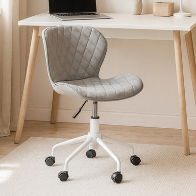 Orsina Comfortable Design Grey And White Home Office ChairErgonomic Work From Home ChairMovable Sleek Chair from B&Q