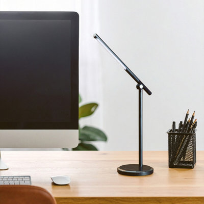 Orsina Black Aluminium Touch LampModern Rotatable Desk Lamp With Round BaseSleek Touch-Control Table Light from B&Q