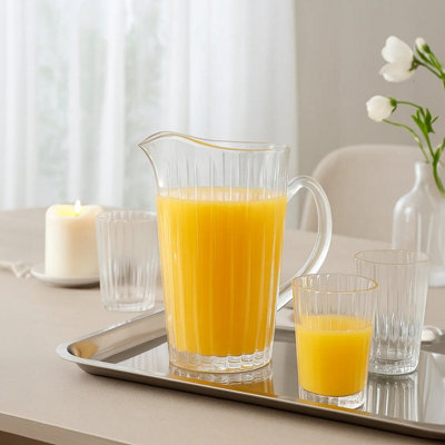 Orsina Elegant Crystal PitcherSpacious Pitcher Jug For Dining TableFluted Pattern Clear Pitcher For Dinner from B&Q
