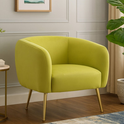 Orsina Olive Velvet Arm ChairTufted Velvet Upholstered Accent ChairComfortable Armchair For HomeOffice from B&Q