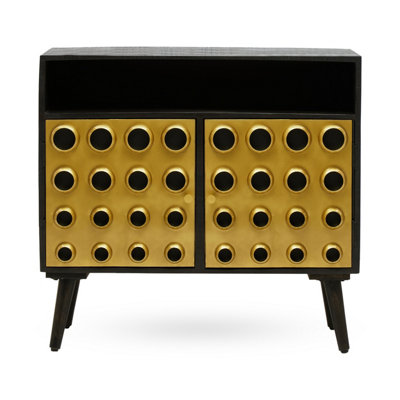 Orsina Stylish Two-Drawer Mango Wooden SideboardMid-Century Modern Side Board For Living Room Organization from B&Q