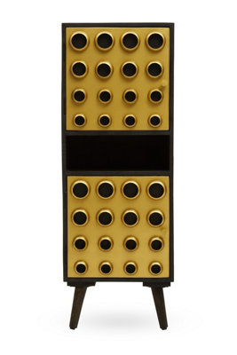 Premier Housewares Interiors By Premier Storage CabinetsBlack Mango Wood With Warm Metallic FinishTwo Door Storage & Modern Shelving Space from B&Q