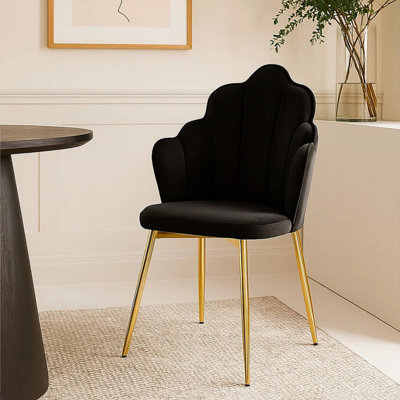 Orsina Contemporary Black Velvet Dining ChairDurable & Adjustable Velvet Office ChairBackrest Accent Chair from B&Q