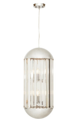 Orsina Chrome Finish 6 Bulb Pendant LightCapsule-Shaped Crystal Panel Ceiling FixtureReflective Modern Lighting from B&Q