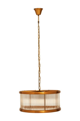 Orsina 6 Bulb Pendant LightBronze Finish Drum-Shaped Ceiling FixtureFluted Glass Panels For Hallway from B&Q