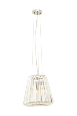 Orsina 3 Bulb Pendant LightCone-Shaped Pendant Light With Clear Glass & Chrome FrameCrystal Ceiling Light from B&Q