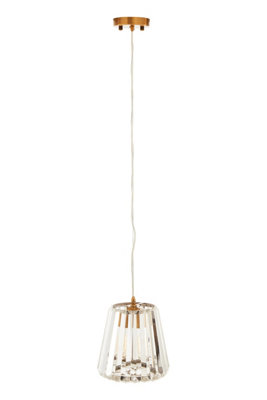 Orsina 1 Bulb Bronze Pendant LightCone-Shaped Glass Shade Ceiling FixtureCrystal Texture Hanging Lamp from B&Q