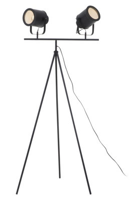 Orsina Two Spotlight Matte Black Tripod StandDual Spotlight Floor LampSpace-Saver Spotlight Floor Lamp from B&Q