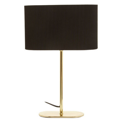 Orsina Brass Table LampGlossy Brass Ceramic Base With Ribbed DetailingWhite Fabric Shade Creates Warm Ambient from B&Q