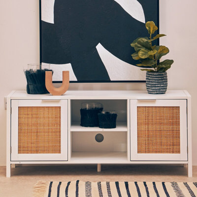 Orsina Functional White Wood Media UnitMulti Pupose Sideboard Media UnitOptimal Dimensions Tv Cabinets from B&Q
