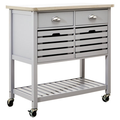 B&Q -  Interiors By Premier Compact Grey Kitchen TrolleySturdy Kitchen Trolley For Entertaining GuestsVersatile Kitchen Trolley