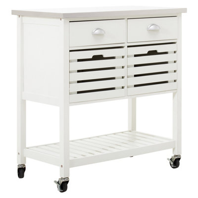 B&Q -  Interiors By Premier Sturdy Cream Kitchen TrolleyContemporary Kitchen Trolley For Entertaining GuestsVersatile Storge Trolley