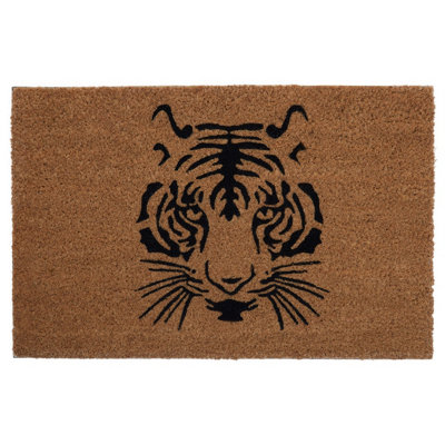 Orsina Tiger Face Printed Coir Doormat from B&Q