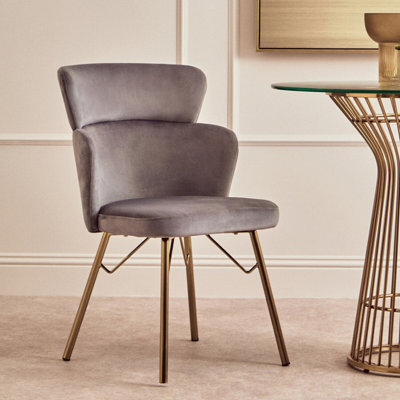 Orsina Comfortable Grey Velvet Dining ChairElegant Chair For Dining TableModern Design Outdoor Dining Chair from B&Q