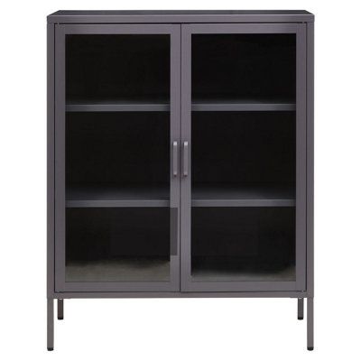 Orsina Industrial Two Door Grey Metal CabinetStylish Storage Cabinet For BedroomContemporary Sideboard Cabinet from B&Q