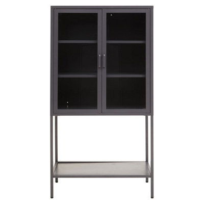 Orsina Stylish Two Door Grey Metal CabinetIndustrial Storage Cabinet For BedroomContemporary Sideboard Cabinet from B&Q