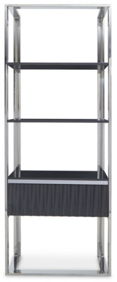 B&Q -  Hi Gloss Grey Shelf UnitSleek Grey Gloss Shelves With Polished Stainless Steel FrameModern Open Storage