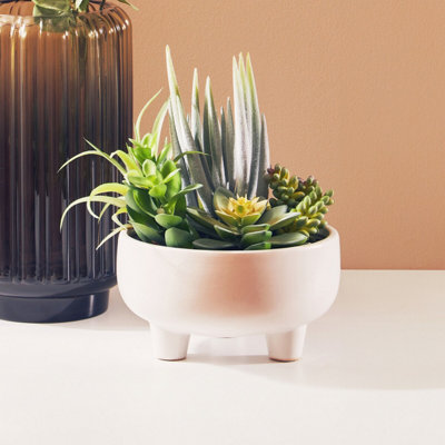 Orsina Fiori Mixed Succulents In Large Ceramic Pot Artificial Plant Foliage from B&Q