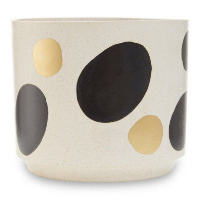 Orsina White & Gold Speckled Ceramic PlanterModern Large Ceramic Garden Pot For Home DecorPots For Plants from B&Q