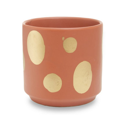 Orsina Gold Speckled Ceramic PlanterModern Small Garden Pot For Home DecorCeramic Pots For Indoor Plants from B&Q