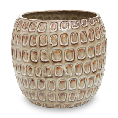 Orsina Large Ceramic PlanterModern Textured Green Stoneware Planter For Home DecorFlower Pots For Indoor Plants from B&Q