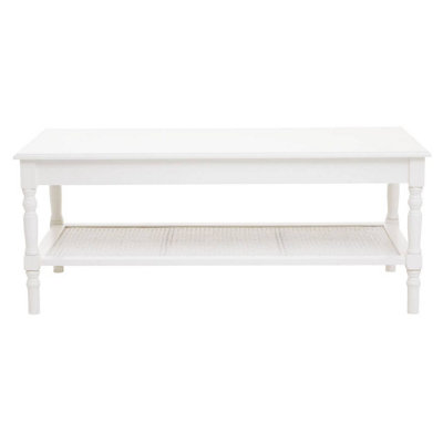 B&Q -  Traditional Ivory Coffee TableWood Table For Coffee And Outdoor With Bottom ShelfPine Wood Tea Table