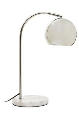 Orsina Chrome Table Lamp With White Marble BaseArched Design With Metal Dome ShadeChrome Finish Desk Light from B&Q